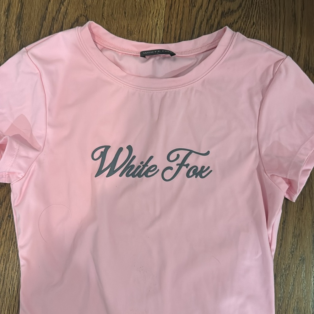 White fox Women's Pink Logo baby tee - Picture 2 of 4
